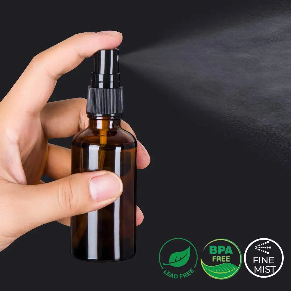 4pcs 50ml Amber Glass Spray Bottle Fine Mist Sprayer Aromatherapy Perfume Atomizer Cosmetic Container Essential Oil Dispenser
