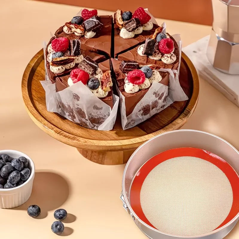 Round Silicone Baking Mat,Non-Stick Reusable Air Fryer Liner, Oven Safe Pastry Parchment Sheet for Cake Cookies Pizza Easy Clean