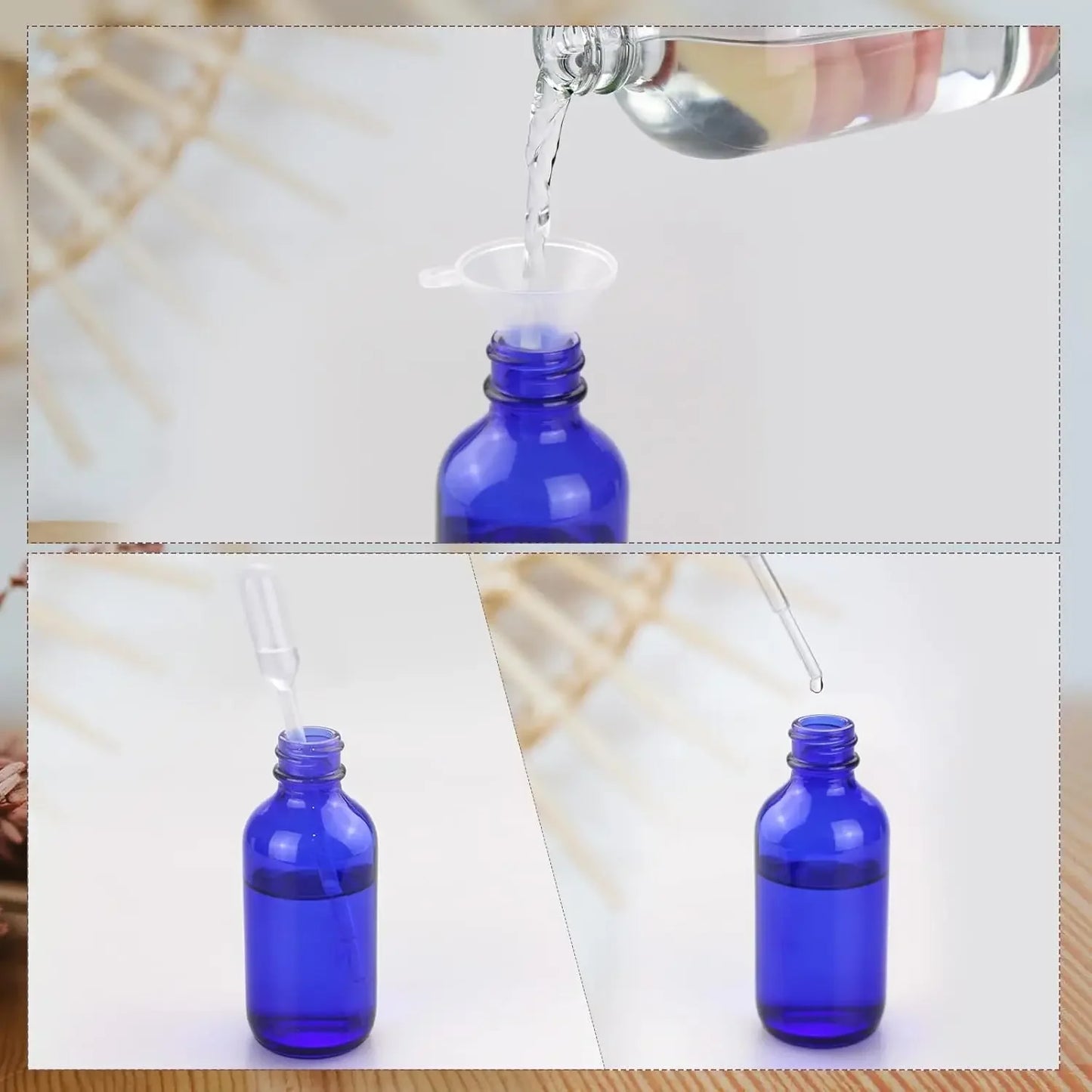 1 Piece 5ml /100ml Blue Glass Spray Bottle with Mist Sprayer for Essential Oil Refillable Portable Travel