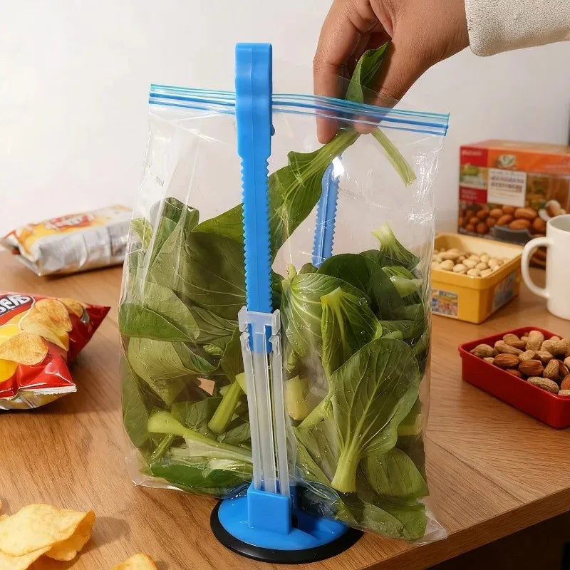 Hands Free Baggy Rack Clip Adjustable Non Slip Food Storage Bag Holder Reusable Fresh-Keeping Freezer Bag Support Kitchen Supply