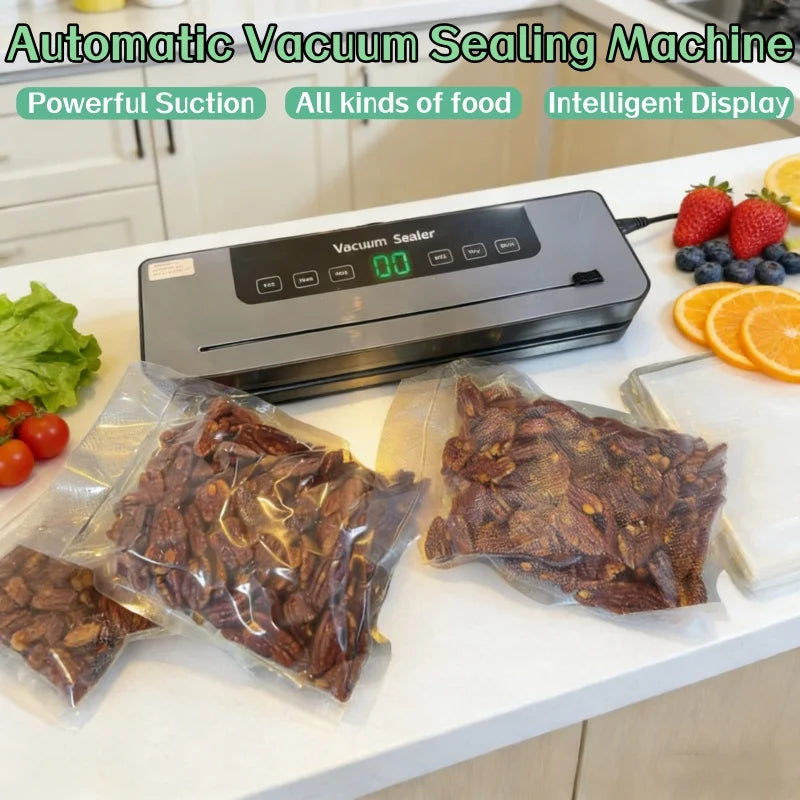 2026 6-in-1 Automatic Electric Vacuum Sealer Dry/Wet Food Sealed Packaging Sealer  65KPa High-Suction Vacuum Packaging Machine