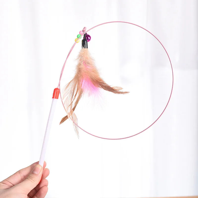 2 Pack Cat Toys Interactive Cat Stick Playing Kitten Playing Teaser Wand Toy Feather Wand Pet Supplies
