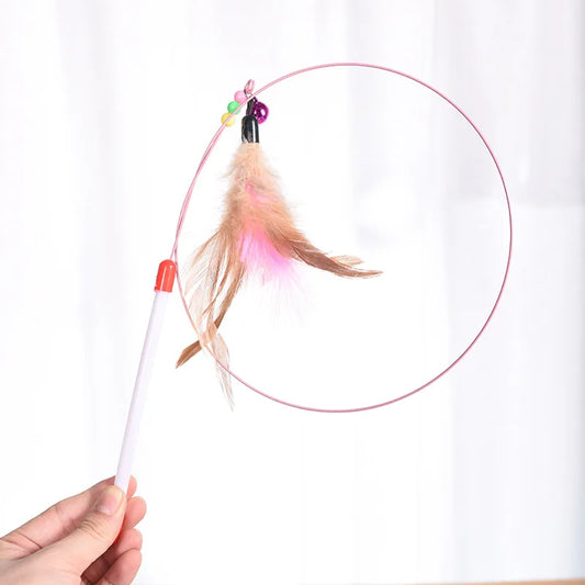 2 Pack Cat Toys Interactive Cat Stick Playing Kitten Playing Teaser Wand Toy Feather Wand Pet Supplies