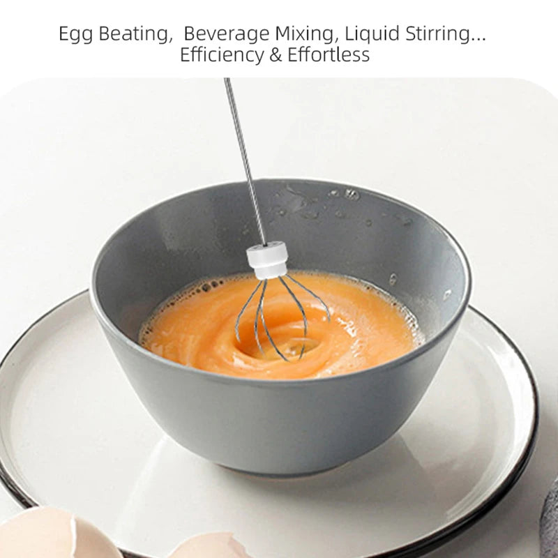 2 In 1 Electric Coffee Frother + Egg Beater Wireless Type-C Charging 3 Speeds Small Handheld Foam Maker Milk Whisk Cooking Tools