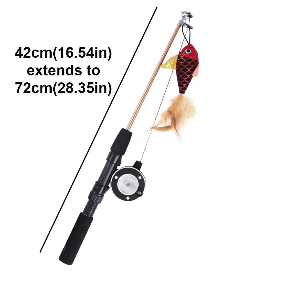 New Retractable Cat Teaser Wand Toy Ultra-Long Plush Cat Feather Toys Catnip Refills Cat Fishing Pole Toy for Indoor Cats