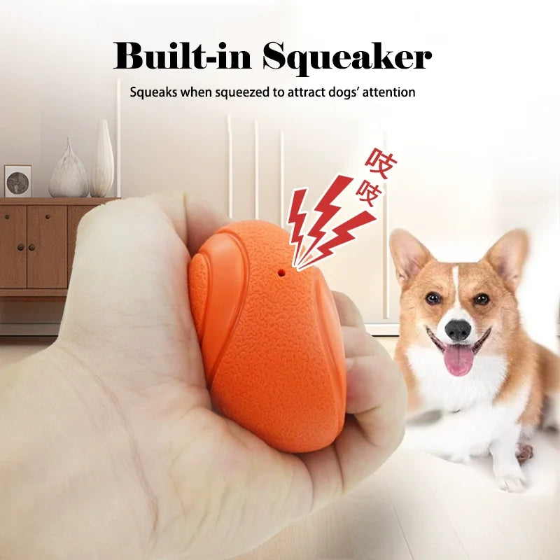 Elastic Indestructible Dog Squeaky Ball Toy Chew Resistant Interactive Pet Toy For Teeth Grinding Training Self Entertainment