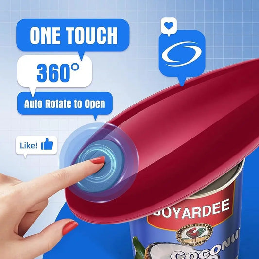 1pc Red Electric Can Opener Bottle Opener Easy Can Opener Automatic Can Opener With Smooth Edge Kitchen Tools