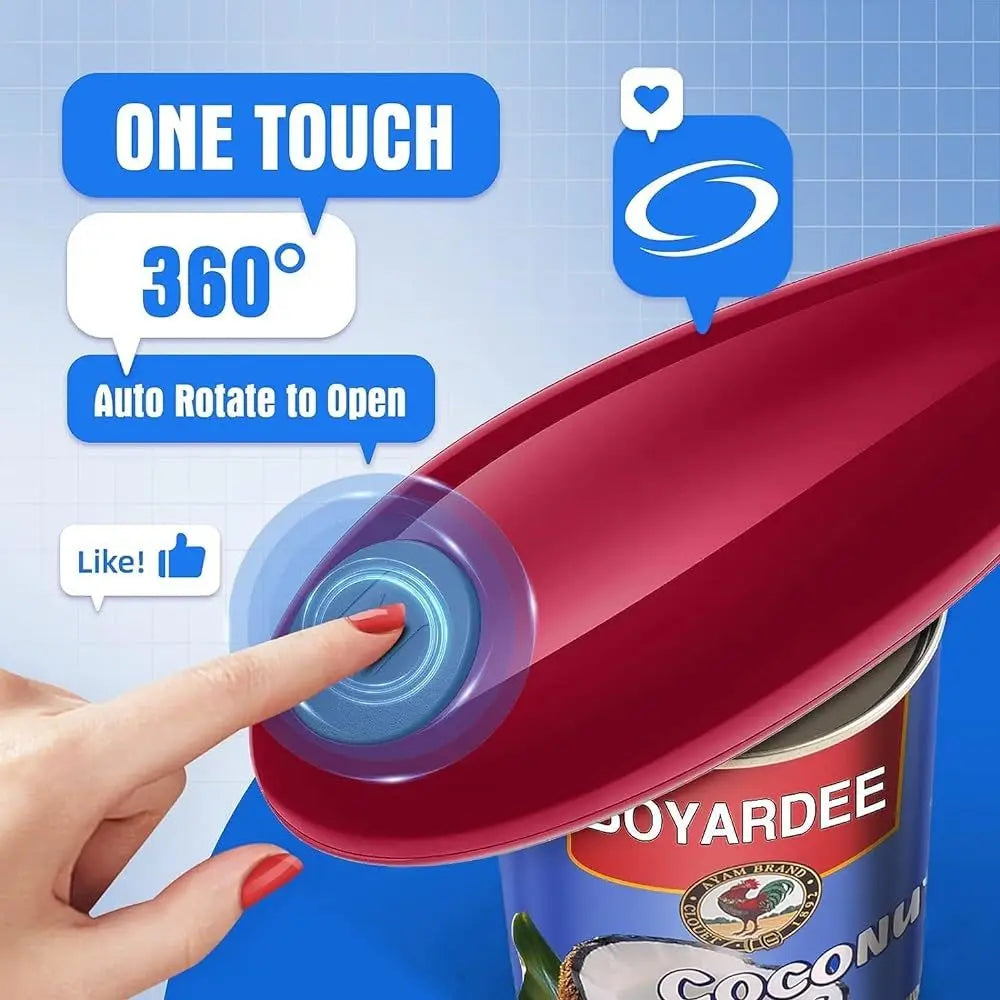 1pc Red Electric Can Opener Bottle Opener Easy Can Opener Automatic Can Opener With Smooth Edge Kitchen Tools