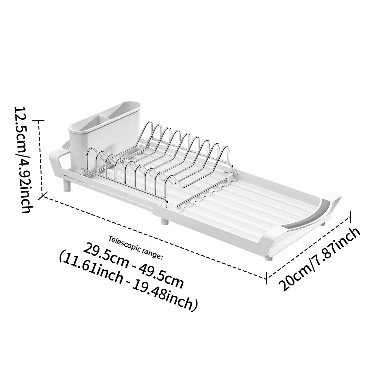 Expandable Dish Drying Rack Dish Organizer Fork Holder Kitchen Countertop Storage Organizer Space Saving Dish Storage Shelf
