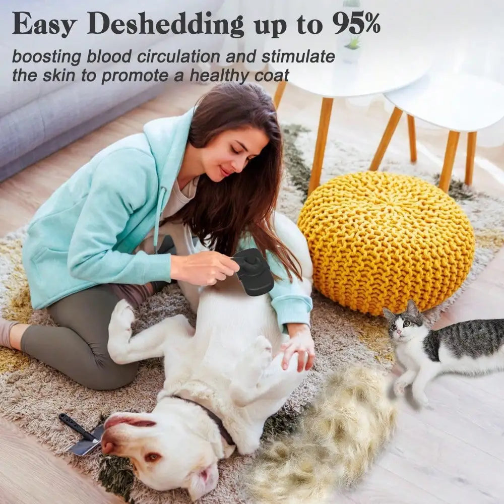 Self Cleaning Shedding Brush For Dogs And Cats, Skin Friendly Grooming Tool And Hair Removal For Long Or Short Haired Pets, Blac