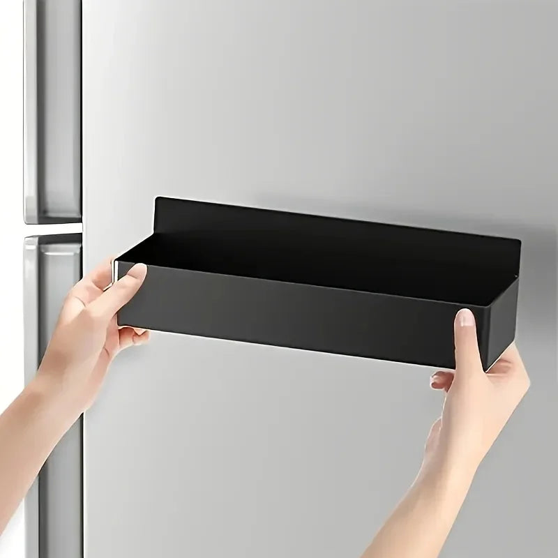 Magnetic Fridge Spice Rack Organizer Kitchen Storage Shelf Metal Wall Mounted for Jars Container Basket Seasoning Storage Box