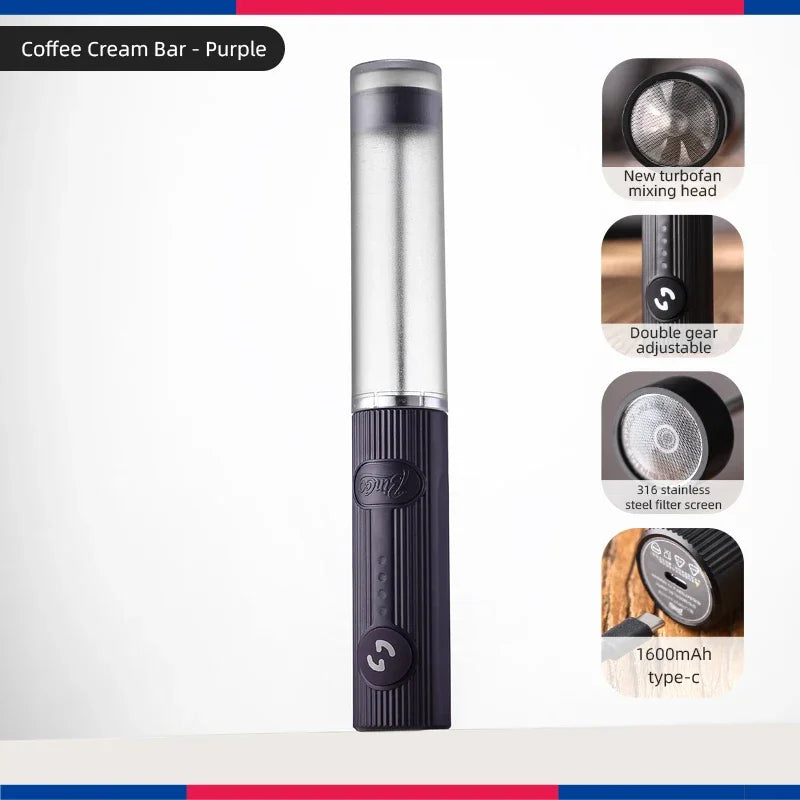 Bincoo UPGRADED Electric Coffee Frother/MILK Whisk+Egg Beater MINI Food Blender USB Rechargeable Handheld 2 Speeds Espresso Tool