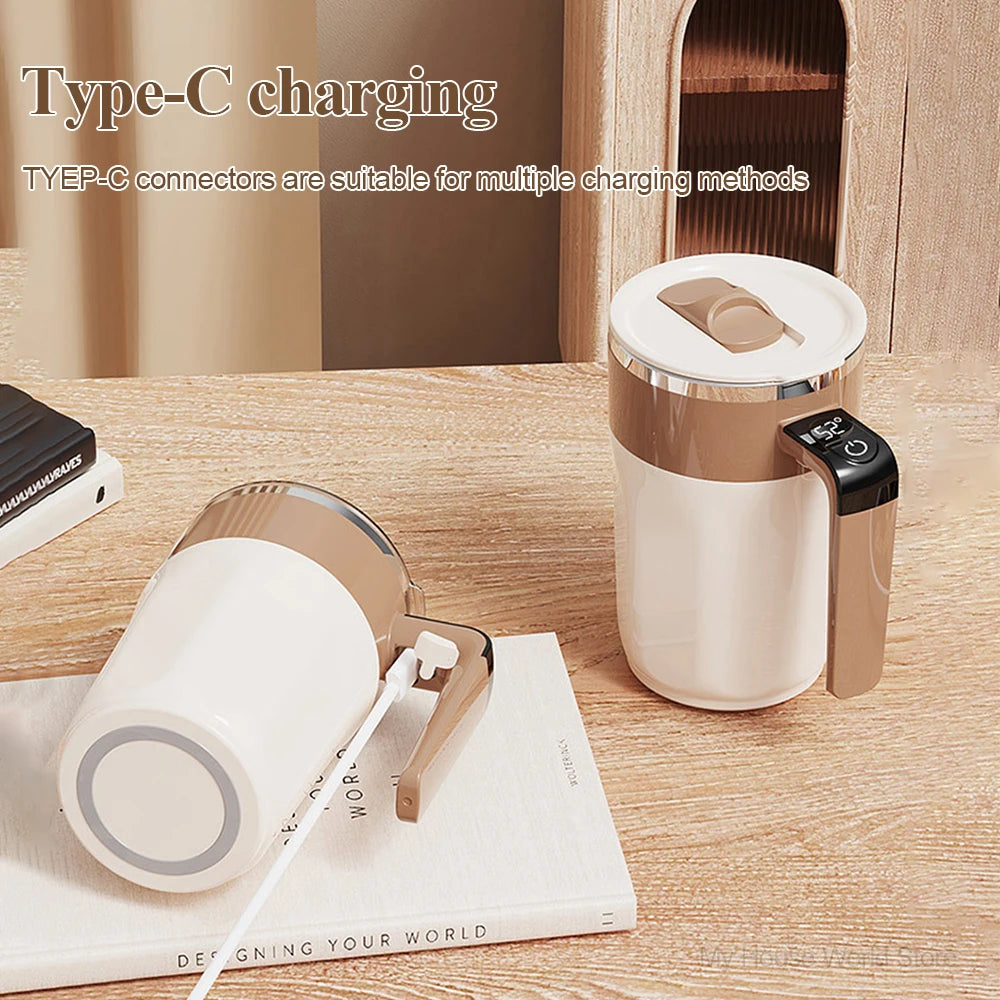 400ML Self Stirring Coffee Mug with Temperature Display Stainless Steel Mixer Rechargeable Automatic Stirring Cup with Lid