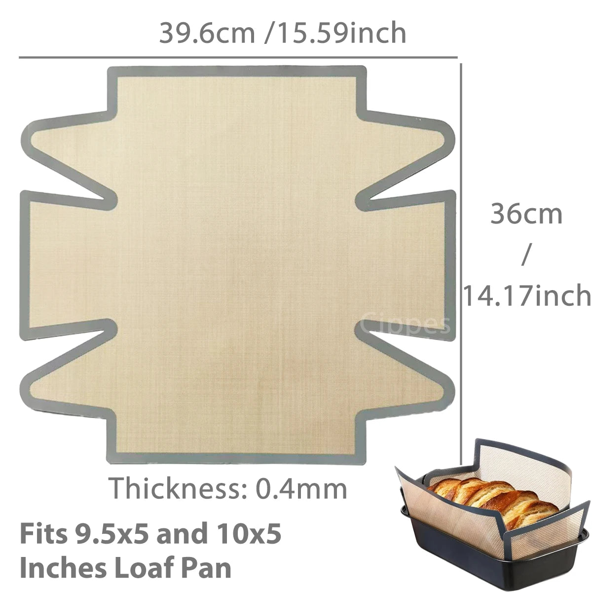 Silicone Bread Loaf Pan Liners, Reusable Nonstick Long Tab Handles Bread Pan Baking Mats, for 9x5inch Bread Pans, Heat Resistant