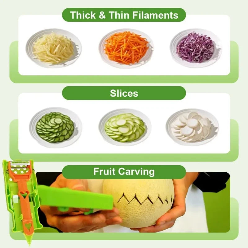 2Pcs Multi-functional Kitchenware Set, Upgraded Julienne Peeler Vegetable Peeler, All Kinds of Fruits and Vegetables Slicer