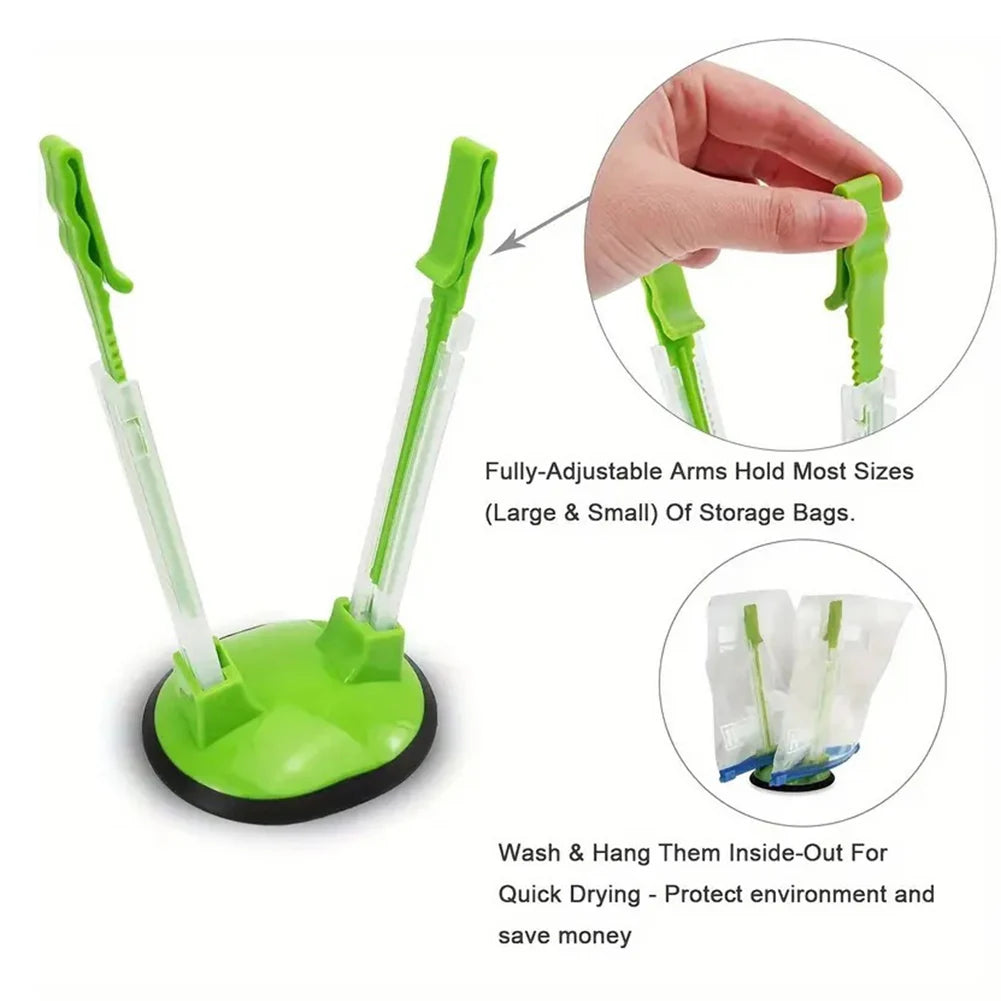 Adjustables Non Slip Food Storage Bag Holder Fresh-Keeping Freezer Bag Support Reusable Fresh-Keeping Baggy Rack Kitchen Supply