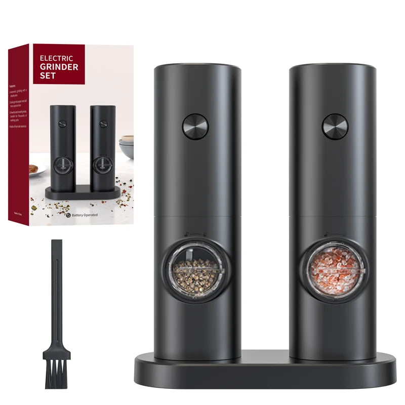 CROSIKO KYMQ-14BS LED Electric Pepper Salt Grinder 5 Gear Adjustable Ceramic Grinding Mill Kitchen Gadget