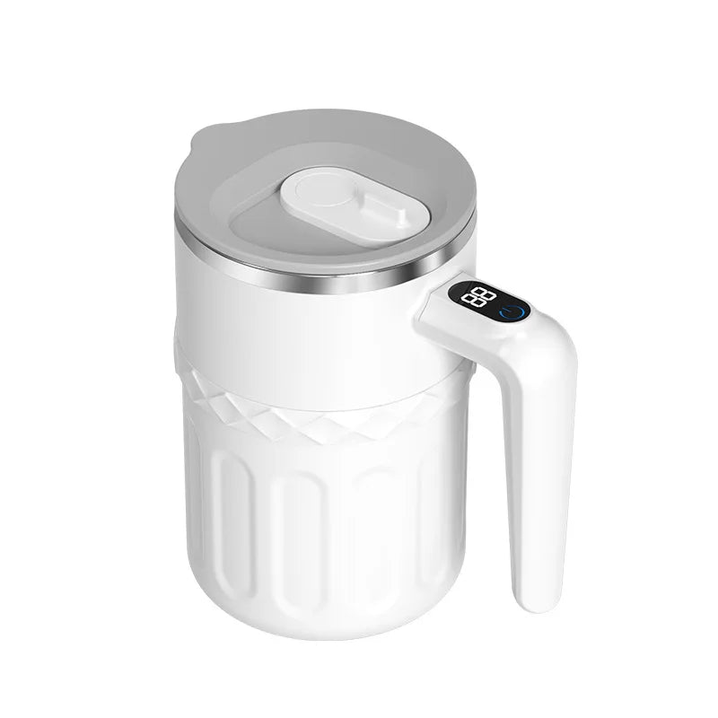 Stainless Steel Self Stirring Coffee Mug with Temperature Display Rechargeable Automatic Mixer Cup with Lid for Hot Beverages