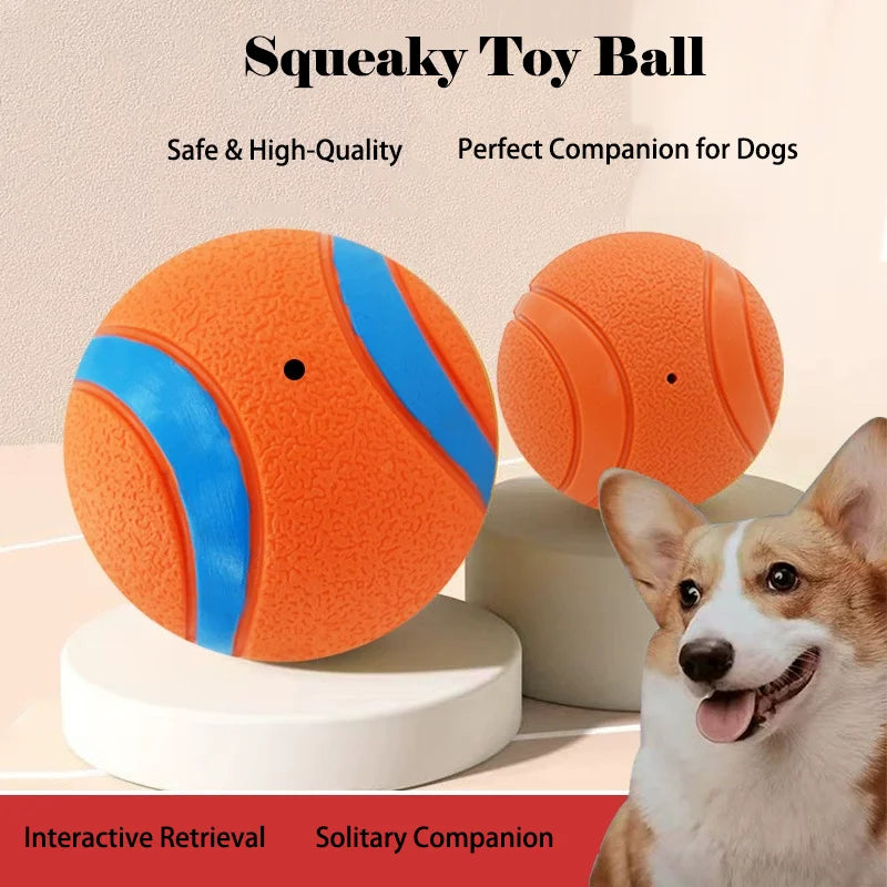 Elastic Indestructible Dog Squeaky Ball Toy Chew Resistant Interactive Pet Toy For Teeth Grinding Training Self Entertainment