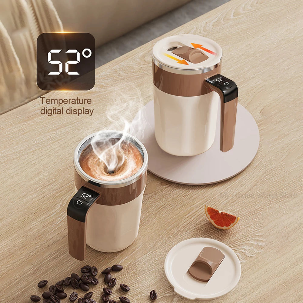 400ML Self Stirring Coffee Mug with Temperature Display Stainless Steel Mixer Rechargeable Automatic Stirring Cup with Lid