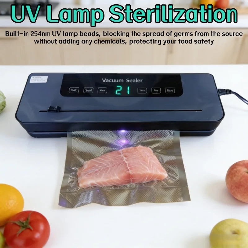 2026 6-in-1 Automatic Electric Vacuum Sealer Dry/Wet Food Sealed Packaging Sealer  65KPa High-Suction Vacuum Packaging Machine
