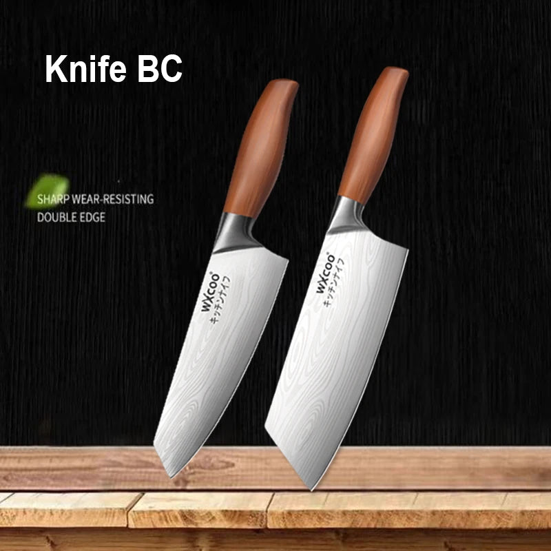 1~4PCS WXCOO Kitchen Knife Set Stainless Steel Fruit Peeler Damascus Pattern Chef Knife Tools for Vegetables and Fruit Peeling