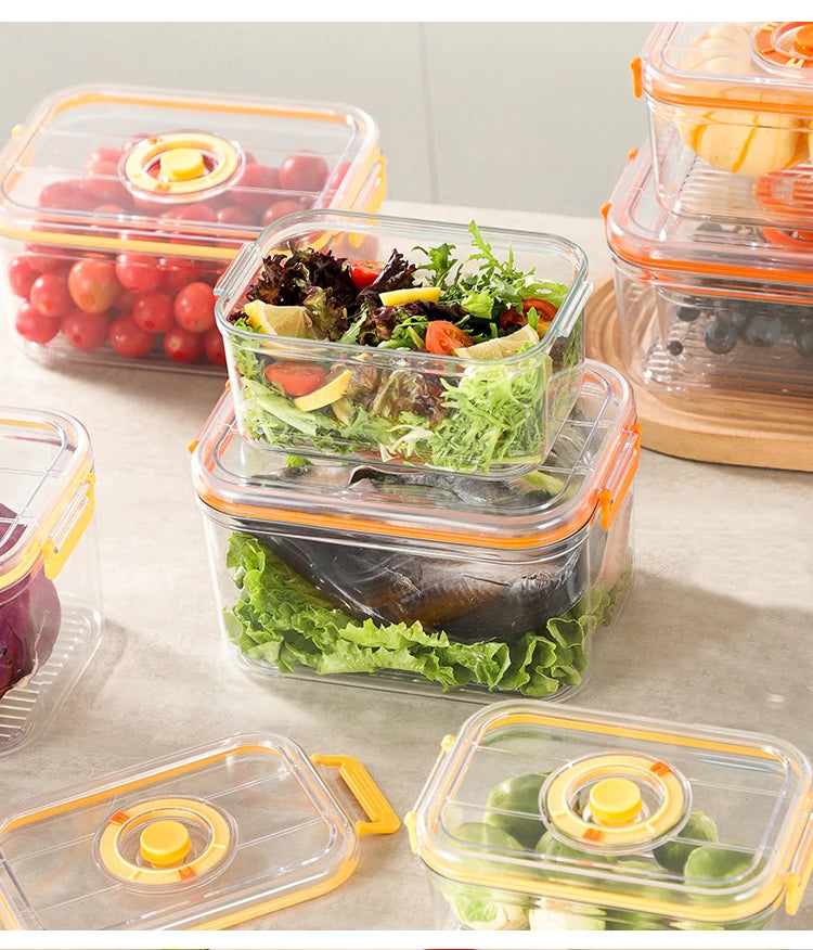 Vacuum Fresh-keeping Box Refrigerator Sealed Canister Microwavable Transparent Food Storage Container Kitchen Organizer Bento