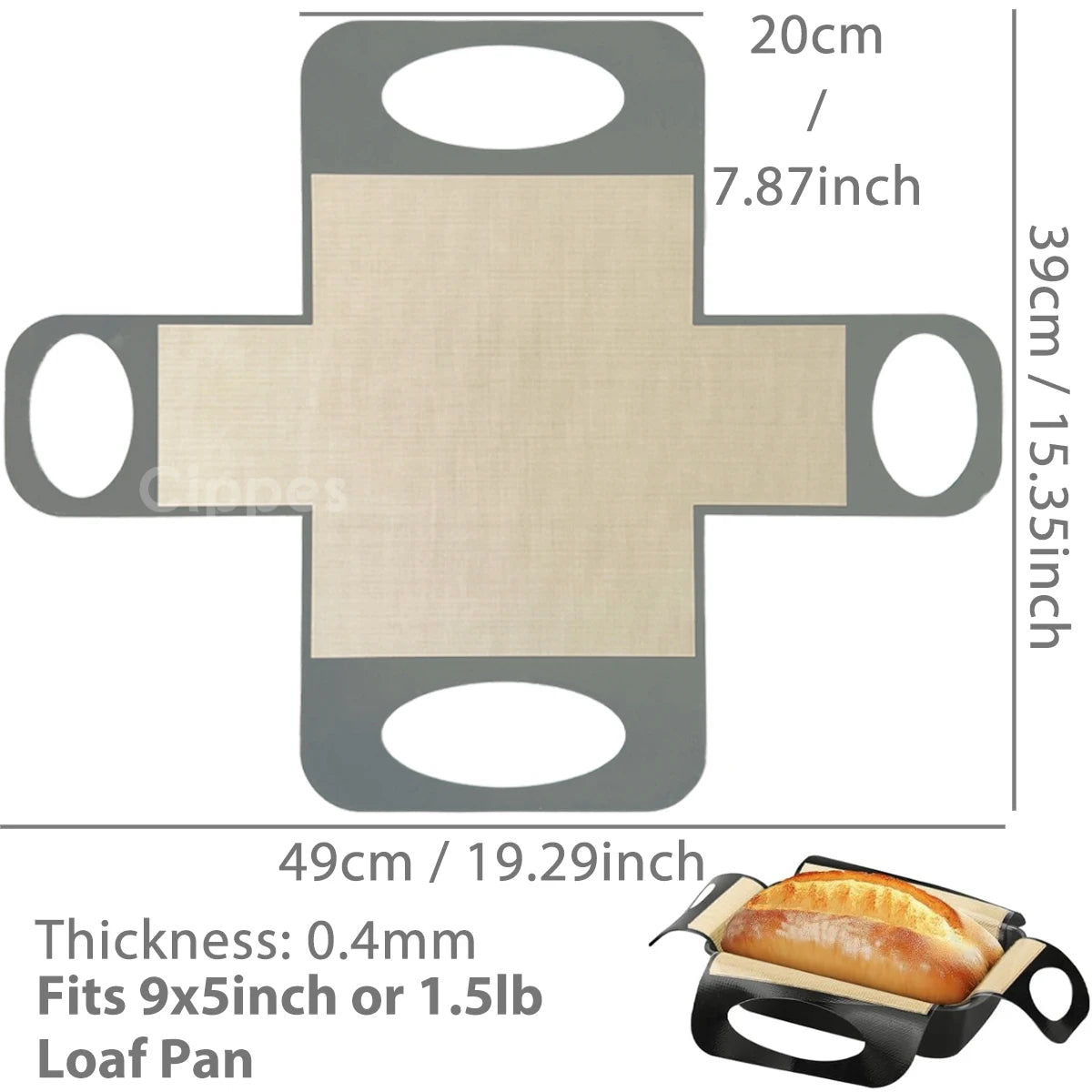 Silicone Bread Loaf Pan Liners, Reusable Nonstick Long Tab Handles Bread Pan Baking Mats, for 9x5inch Bread Pans, Heat Resistant