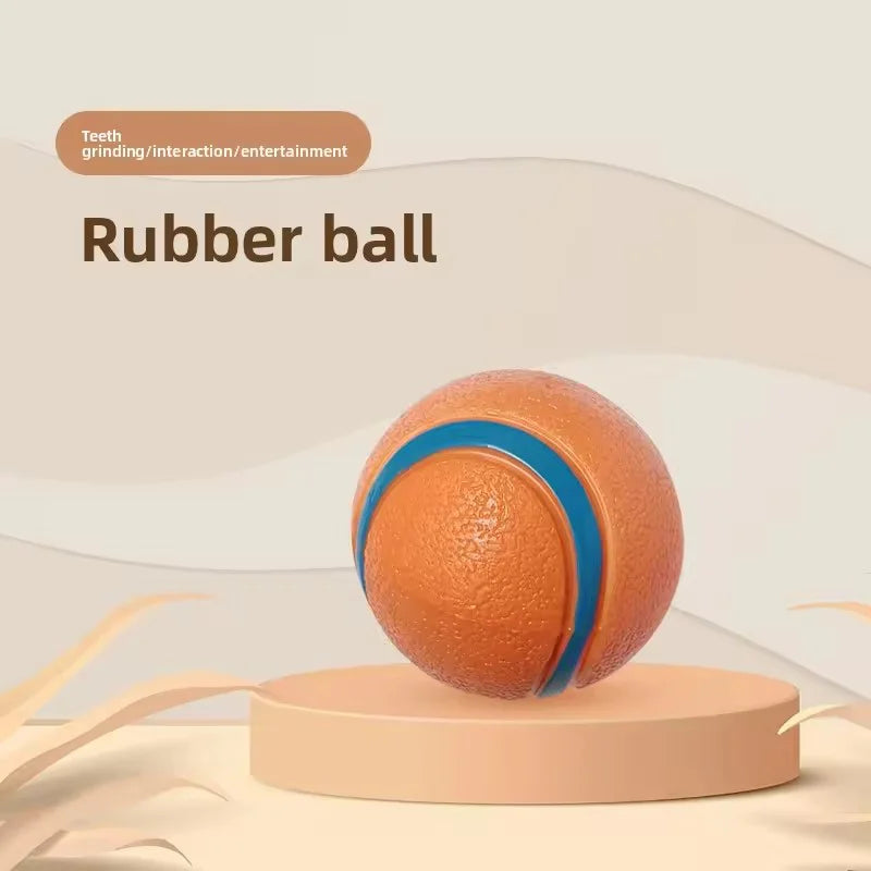 Elastic Indestructible Dog Squeaky Ball Toy Chew Resistant Interactive Pet Toy For Teeth Grinding Training Self Entertainment