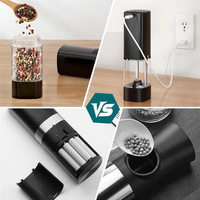 B59B-Electric Salt And Pepper Grinder Set Automatic Mill Adjustable Coarseness, Digital Display Included