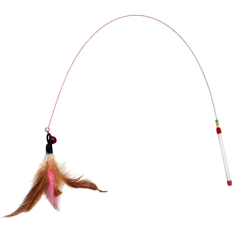 2 Pack Cat Toys Interactive Cat Stick Playing Kitten Playing Teaser Wand Toy Feather Wand Pet Supplies