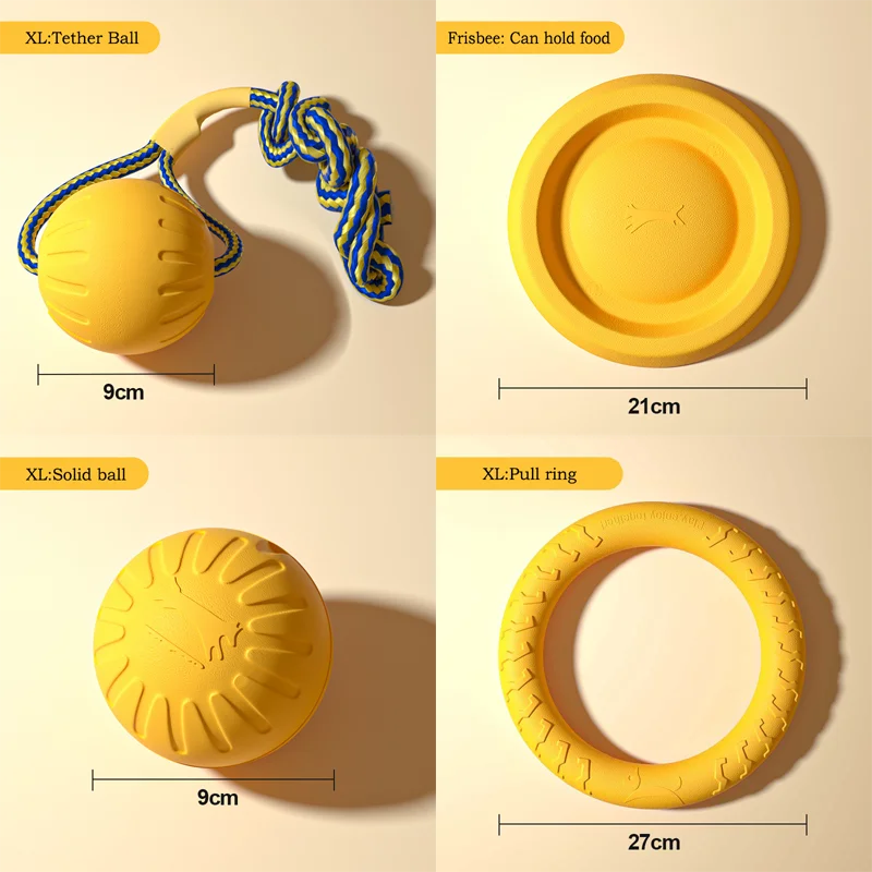 EVA Durable Dog Toys 4 Pack  Flying Disc + Ball + Tug Rope for Puppy&Adult Dogs  Chew-Proof Teeth Cleaning Set（2024 Best Seller）