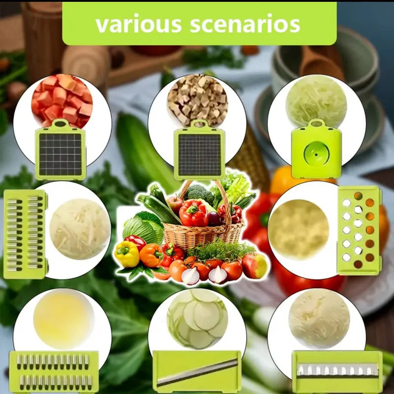 Multifunctional Vegetable Slicer & Chopper, Mandoline Grater for Cutting, Slicing, Shredding & Dicing Food