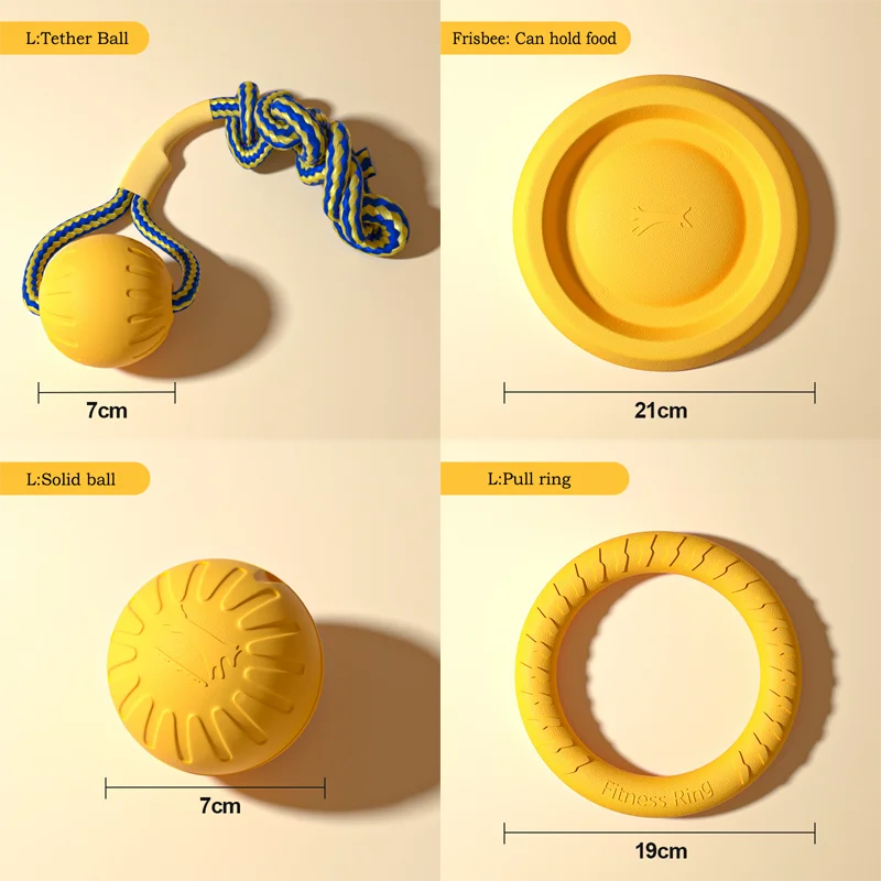 EVA Durable Dog Toys 4 Pack  Flying Disc + Ball + Tug Rope for Puppy&Adult Dogs  Chew-Proof Teeth Cleaning Set（2024 Best Seller）
