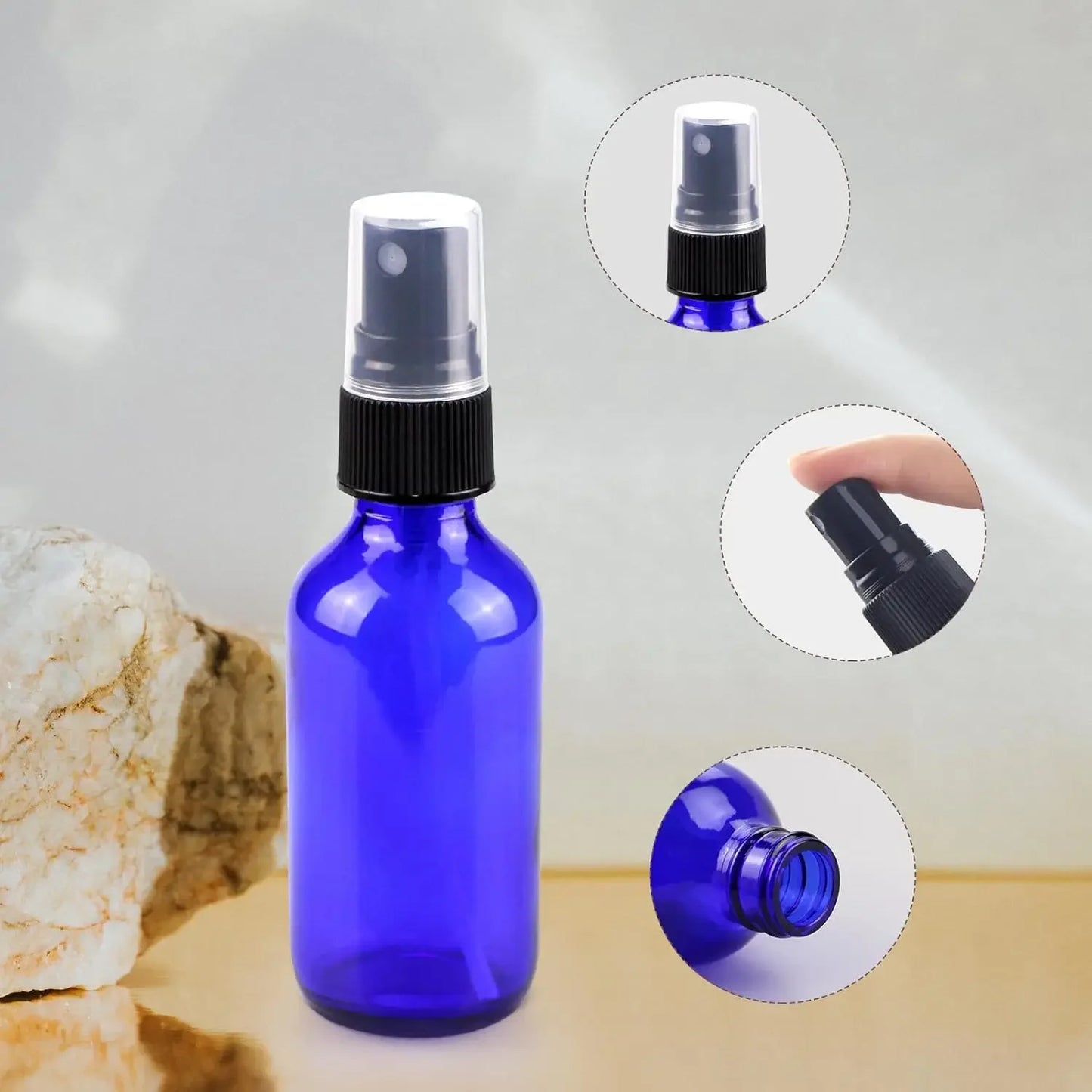 1 Piece 5ml /100ml Blue Glass Spray Bottle with Mist Sprayer for Essential Oil Refillable Portable Travel