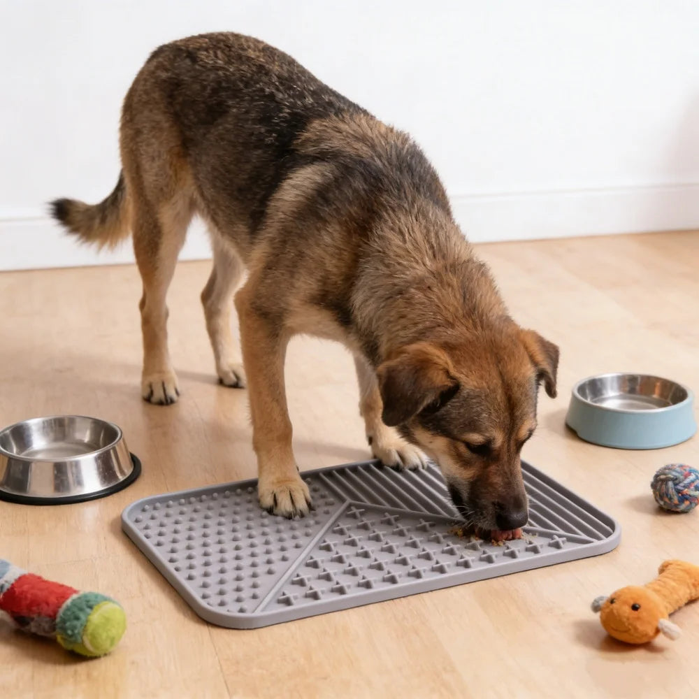 Silicone Material Pet Lick Mat Suction Cup Slow Feeding Design Slow Feeder Bathing Distraction Training Feeder Dog Food Plate