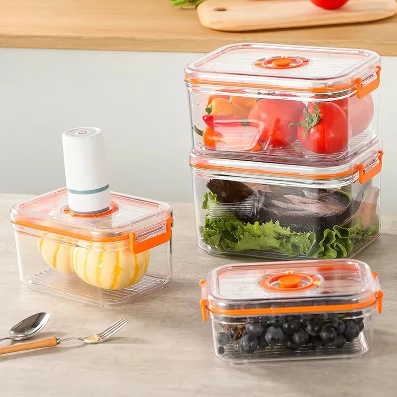 Vacuum Fresh-keeping Box Refrigerator Sealed Canister Microwavable Transparent Food Storage Container Kitchen Organizer Bento