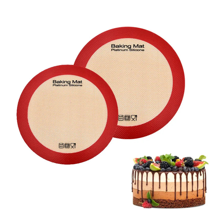 Round Silicone Baking Mat,Non-Stick Reusable Air Fryer Liner, Oven Safe Pastry Parchment Sheet for Cake Cookies Pizza Easy Clean