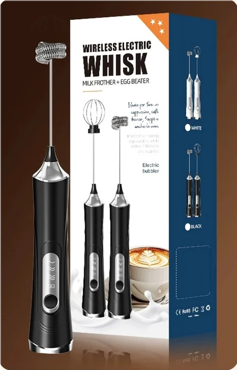 USB Electric Milk Frother Handheld Milk Coffee Machine 3-Speed Wireless Egg Beater Kitchen Mixer Multifunctional Food Mixer