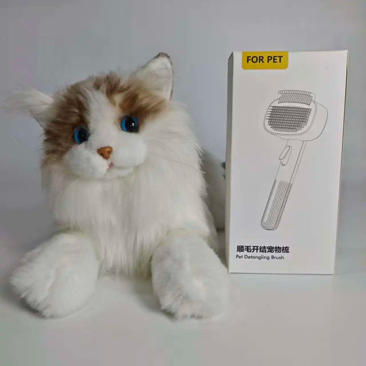 Pet Detangling Brush - Self-Cleaning Grooming Comb for Dogs & Cats - Deshedding Brush for Easy Fur Removal