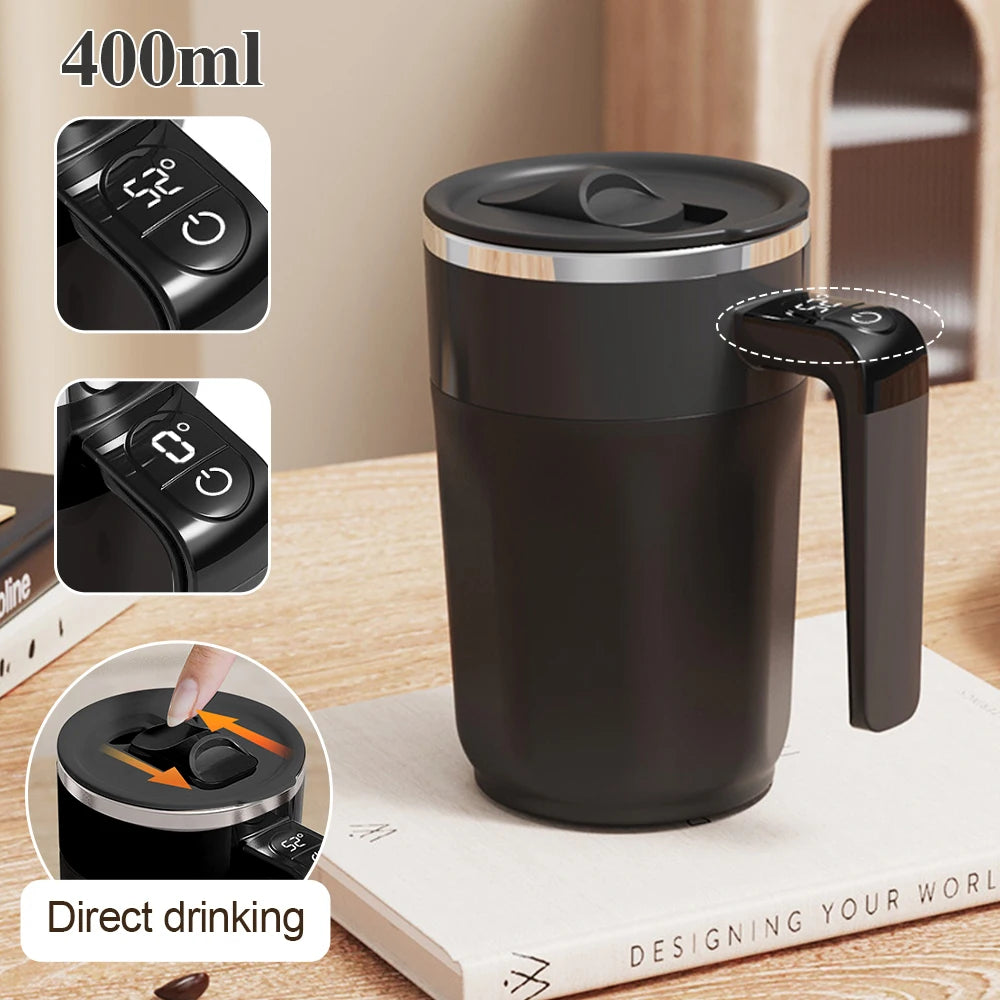 400ML Self Stirring Coffee Mug with Temperature Display Stainless Steel Mixer Rechargeable Automatic Stirring Cup with Lid