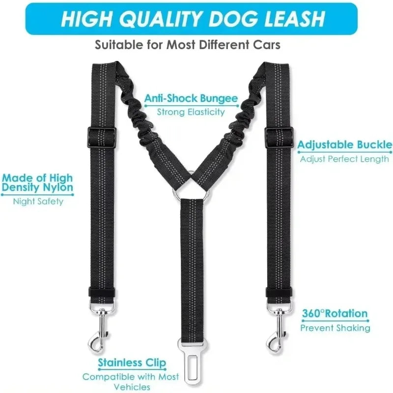 For Small Large Dogs Adjustable Reflective Elastic Lead Puppy Travel Car Safety Rope French Bulldo Durable Nylon Dog Seat Belt