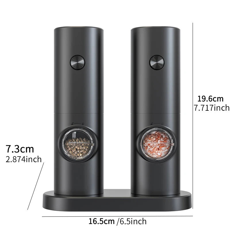 CROSIKO KYMQ-14BS LED Electric Pepper Salt Grinder 5 Gear Adjustable Ceramic Grinding Mill Kitchen Gadget