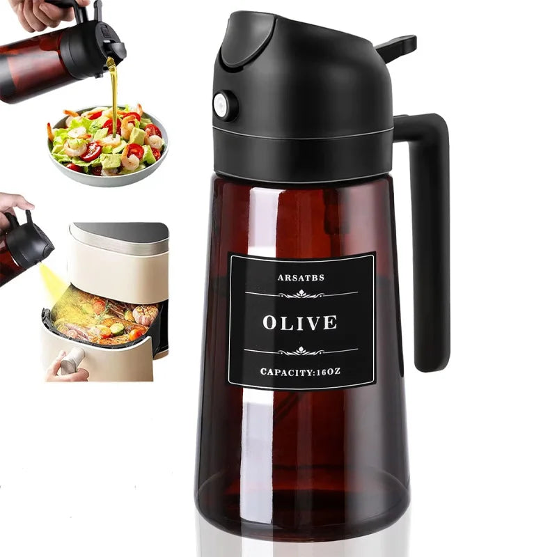 16oz 470ML Light Blocking Dark Oil Sprayer Bottle for Cooking Kitchen Olive Oil Dispenser Seasoning Tool for Salad Grill Frying