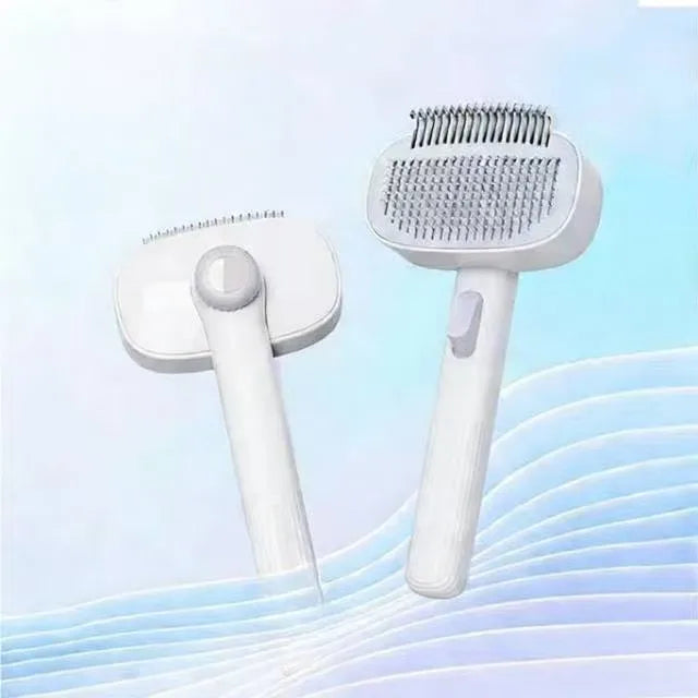 Pet Detangling Brush - Self-Cleaning Grooming Comb for Dogs & Cats - Deshedding Brush for Easy Fur Removal