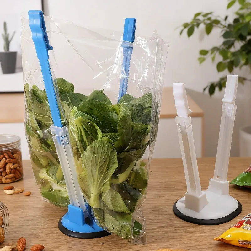 Hands Free Baggy Rack Clip Adjustable Non Slip Food Storage Bag Holder Reusable Fresh-Keeping Freezer Bag Support Kitchen Supply