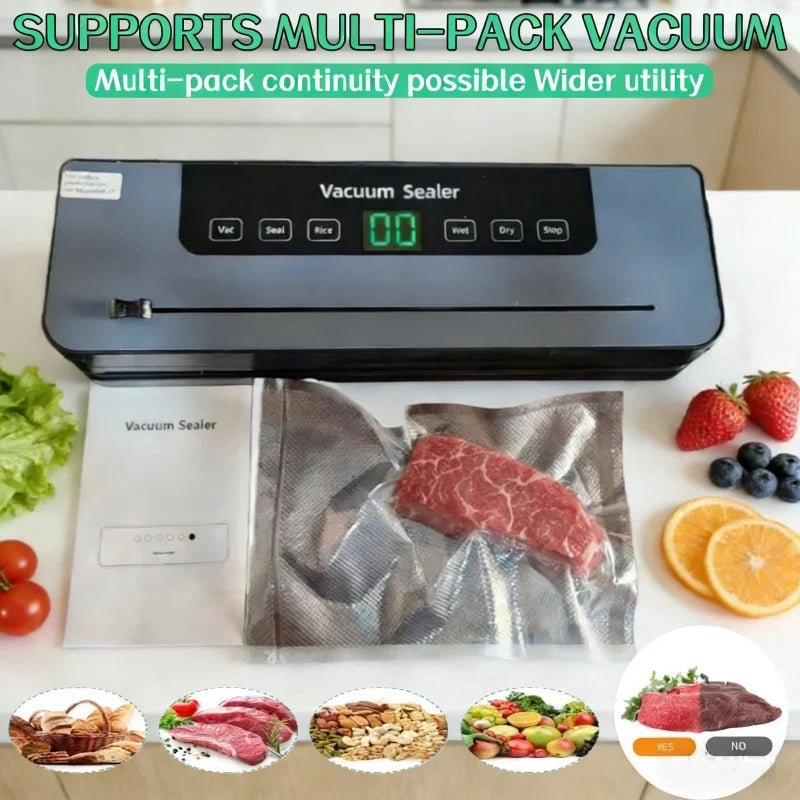 2026 6-in-1 Automatic Electric Vacuum Sealer Dry/Wet Food Sealed Packaging Sealer  65KPa High-Suction Vacuum Packaging Machine