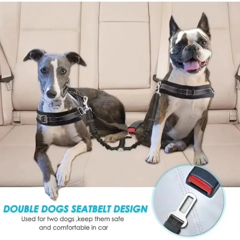 For Small Large Dogs Adjustable Reflective Elastic Lead Puppy Travel Car Safety Rope French Bulldo Durable Nylon Dog Seat Belt