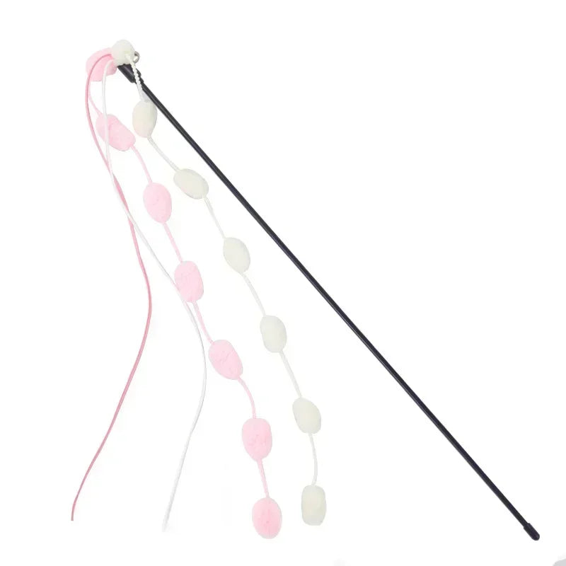 Cat Tassel Toy Plush Ball Cats Teaser Wand Cats Interactive Toys Funny Bell Ribbon PoleTeaser Wand Pet Cat Supplies Accessory