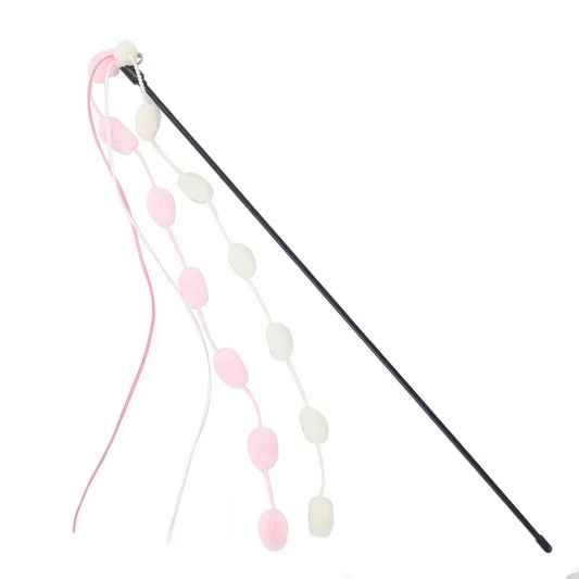 Cat Tassel Toy Plush Ball Cats Teaser Wand Cats Interactive Toys Funny Bell Ribbon PoleTeaser Wand Pet Cat Supplies Accessory
